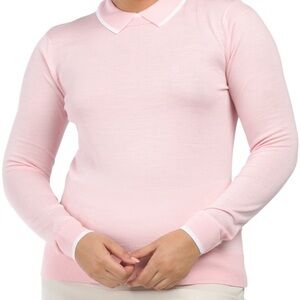 G/FORE Women's Light Pink Wool Layered Polo Collared Sweater S